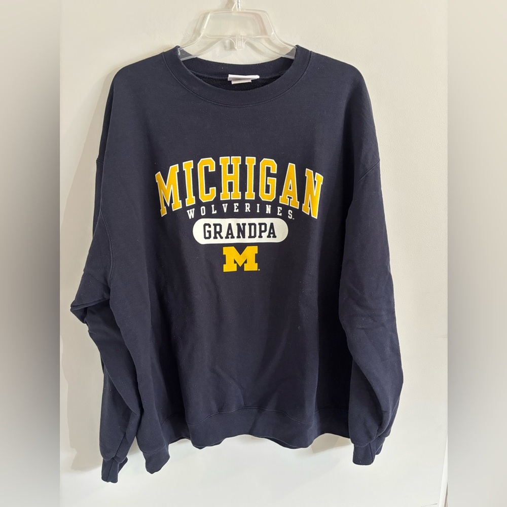 University of Michigan Wolverines Navy 'Grandpa' Crewneck Sweatshirt Size XXL